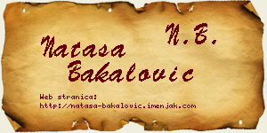 Nataša Bakalović vizit kartica